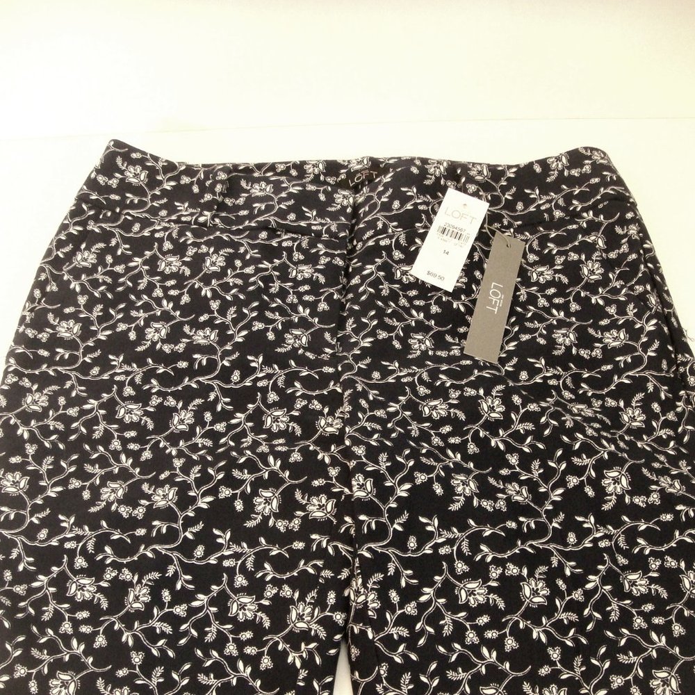 Loft Blue Floral Julie Skinny Pants New with Tags - Picture 2 of 4
